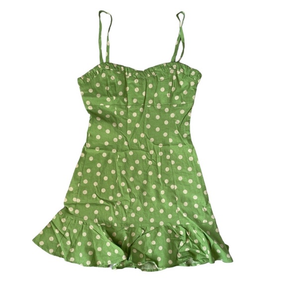 BLOGGERS FAV ZARA POLKA DOT PRINT LINEN BLEND SUMMER DRESS size S - Picture 7 of 11